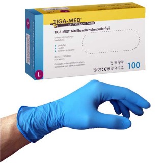 Tiga-med Nitrilhandschuhe Blau, Größe L, 1x100 Stück – Hygienisch und sicher | MediStore Star