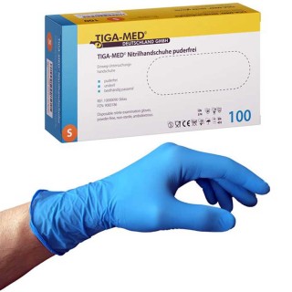 Tiga-med Nitrilhandschuhe Blau, Größe S, 1x100 Stück – Hygienisch und sicher | MediStore Star